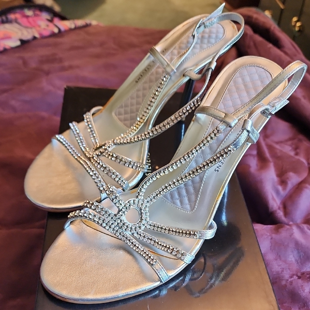 Elegant Silver Strappy Women's Heels